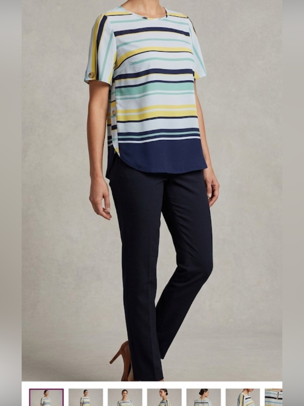 Charter Club Striped Short Sleeve Blouse – Size M